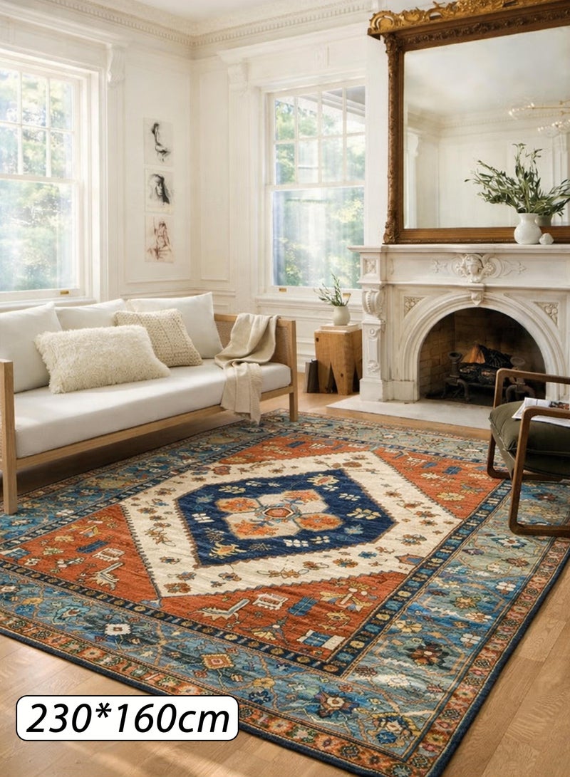 TELANPU 160*230cm Machine Washable Area Rugs with Non-Slip Backing, Ideal for Hallway, Living Room, Bedroom, Kitchen and Laundry Room, Vintage Moroccan and Low Pile Rug，160*230cm，dida-cosmos Machine Washable Area Rugs with Non-Slip Backing, Ideal for Hallway, Living Room, Bedroom,Living Bedroom Office Dining Room, Bohemian Area Rugs and Low Pile Rug - Image 1